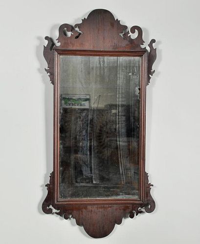 CHIPPENDALE MAHOGANY CUTOUT MIRRORLate