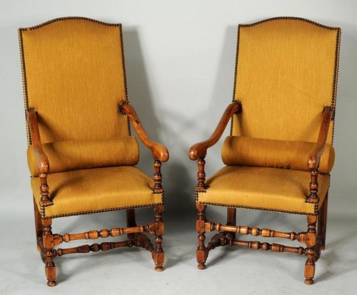 PAIR FRENCH PROVINCIAL UPHOLSTERED 38389e