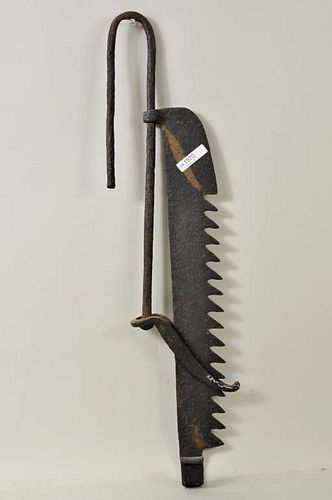 EARLY WROUGHT IRON SAW TOOTH TRAMMELEarly