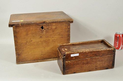 TWO EARLY PRIMITIVE WOOD BOXESTwo 3838db