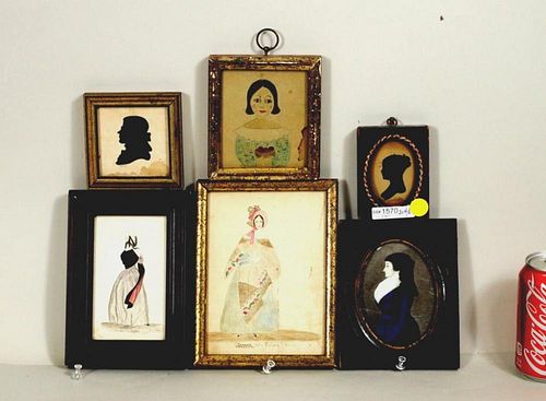 SIX FOLK ART MINIATURE PORTRAITS 383902