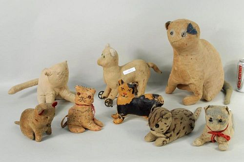 EIGHT EARLY STUFFED CAT TOYSEight 383916