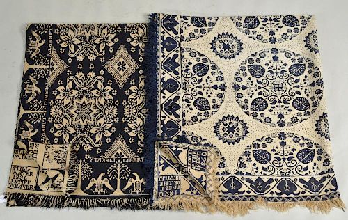 TWO EARLY AMERICAN WOVEN COVERLETSTwo 383922