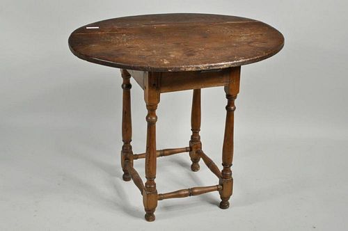 MAPLE OVAL TOP TEA TABLE W STRETCHER 383969