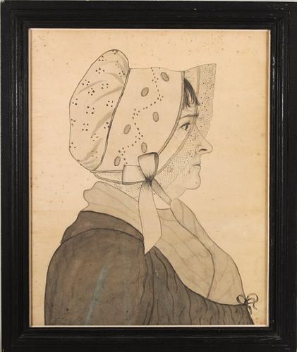 PENCIL DRAWING LADY IN BONNET,