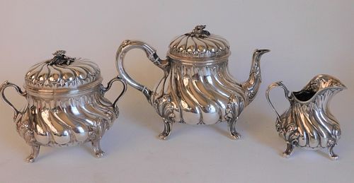 3 PC FRENCH SILVER TEA SETFine