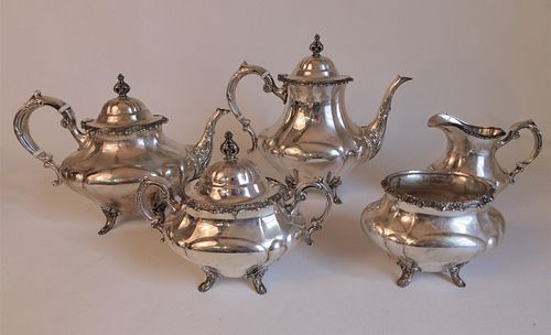 5 PC STERLING TEA SET BY REED  3839c2