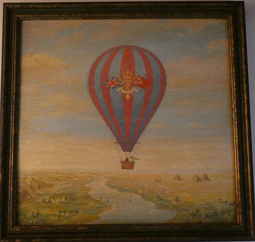 HOT AIR BALLOON OIL PAINTINGVintage 383a03