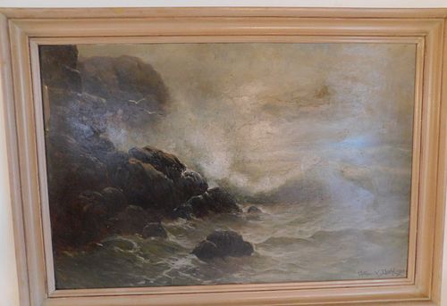 ARTHUR V DIEHL MARINE PAINTINGAntique 383a05