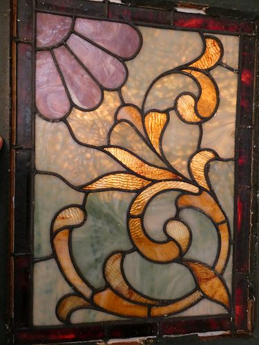 SMALL ANTIQUE LEADED GLASS WINDOWSmall 3839fc