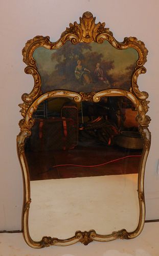 ANTIQUE PAINTED TRUMEAU MIRRORCirca