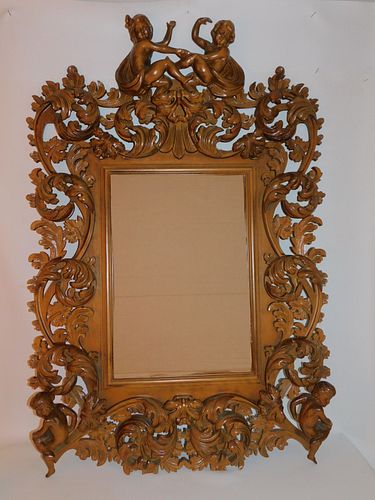CARVED CHERUBS LARGE WALL MIRRORVintage 383a31