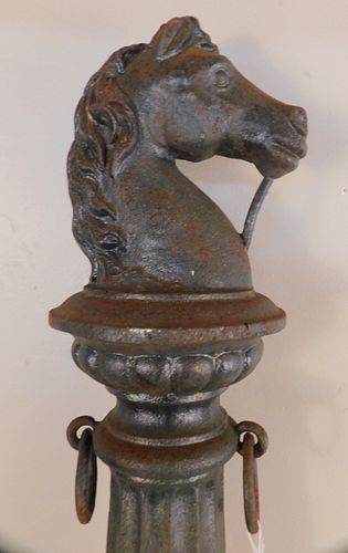 ANTIQUE IRON HITCHING POST19th