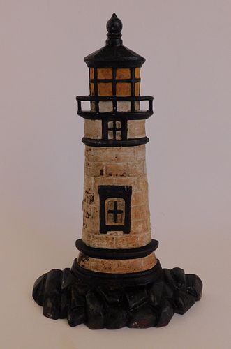 IRON LIGHTHOUSE DOORSTOPRare, antique