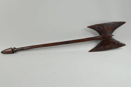 AFRICAN CARVED WOOD AXE FORM CLUBAfrican