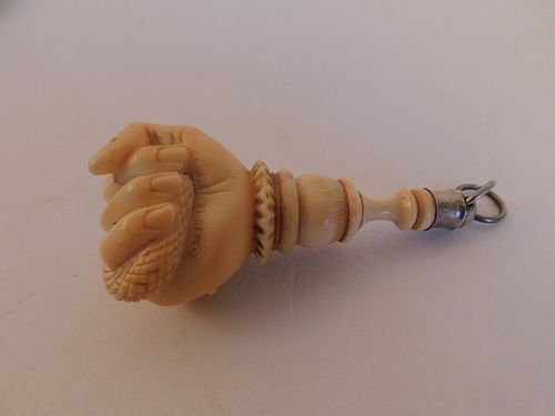 CARVED BONE FIST & SNAKEAntique