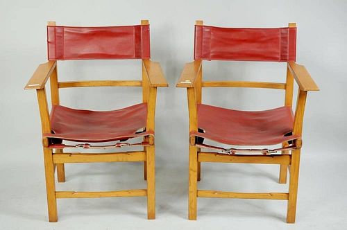 PAIR MODERN WOOD ARMCHAIRS WITH 383b12