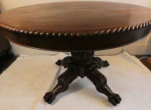 CARVED MAHOGANY DINING TABLEExceptional