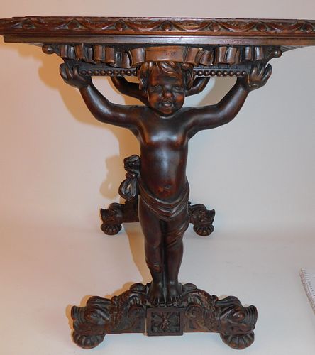 CHERUB CARVED MARBLE TOP TABLEVictorian