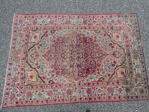 ANTIQUE KERMAN LAVAR RUGAntique 383b54