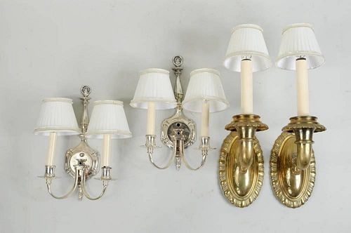 TWO PAIR SINGLE ARM SCONCES BRASS 383b73