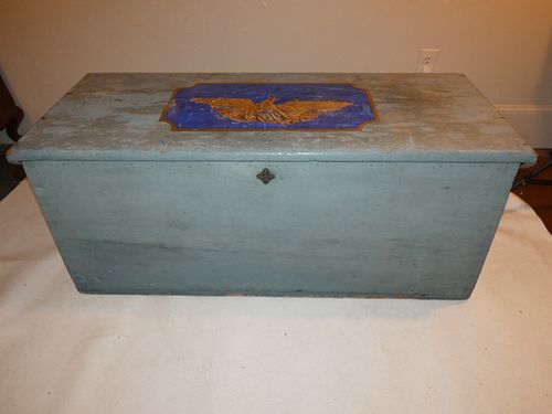 ANTIQUE CANTED WOOD SEA CHEST19th 383b7b