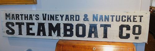 NANTUCKET STEAMBOAT SIGNOld painted