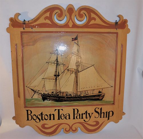 BOSTON TEA PARTY SIGNVintage wood sign