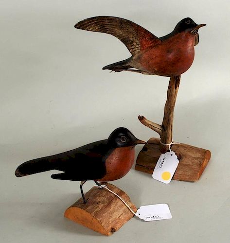 TWO ORCUTT CARVED PAINTED BIRDSTwo 383bbf