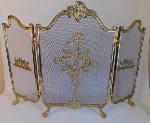 FRENCH BRASS FIRESCREENVintage 383be8