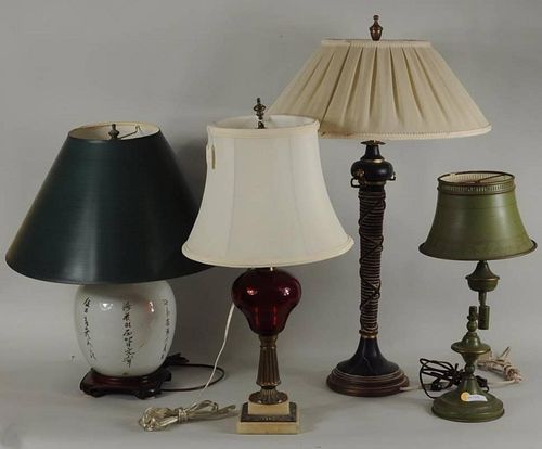 FOUR TABLE LAMPSFour table lamps comprising