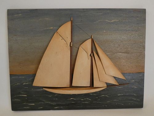 OLD SAILBOAT PLAQUEOld painted 383c16