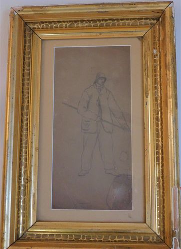 VAN BEEST DRAWING FISHERMANAntique 383c27