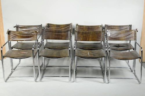 MID-CENTURY SET EIGHT CHROME TUBULAR