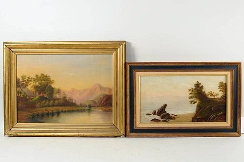 TWO AMERICAN PRIMITIVE SCHOOL PAINTINGSTwo 383c59