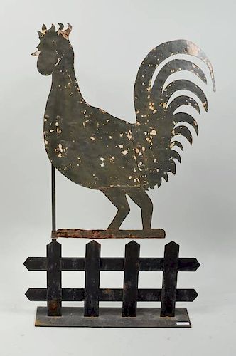 PAINTED SHEET IRON ROOSTER WEATHERVANEPainted