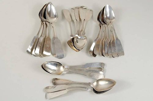 GROUP 29 COIN SILVER TEA SPOONSTwenty-nine