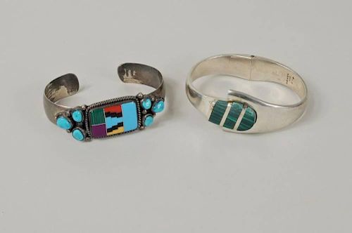 TWO STERLING & STONE BRACELETSTwo