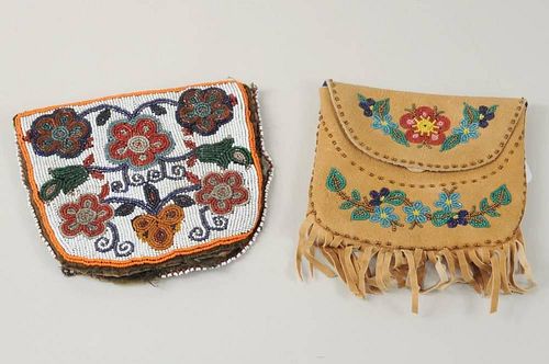 TWO INUIT FLORAL BEADED BAGSTwo 383cca