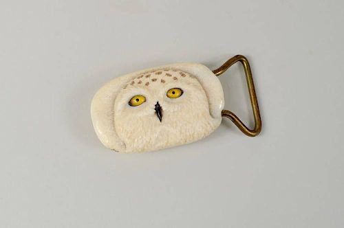 INUIT CARVED MARINE IVORY OWL BELT