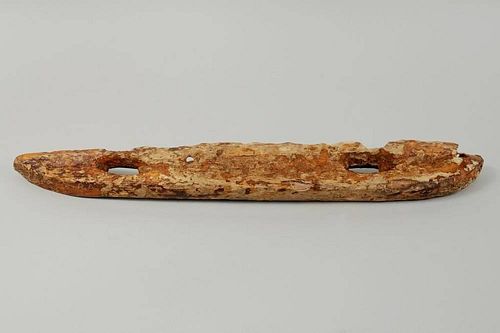 INUIT CARVED FOSSILIZED SLED RUNNERInuit