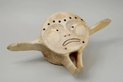 INUIT CARVED & INLAID WHALEBONE