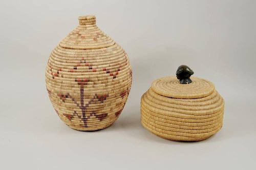 TWO INUIT GRASS BASKETSTwo Inuit