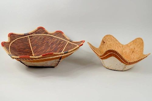 INUIT BIRCHBARK & GRASS BASKETS,