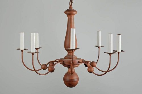 COUNTRY PAINTED WOOD IRON CHANDELIERReproduction 383cff