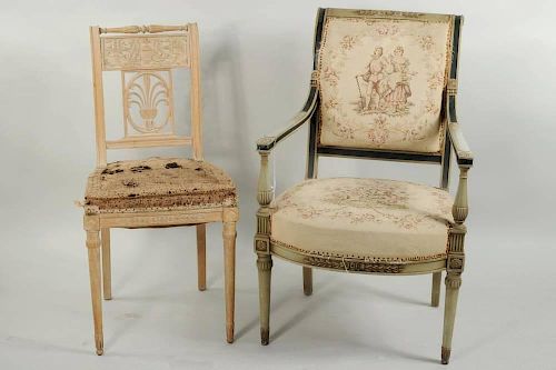 TWO FRENCH DIRECTOIRE CHAIRSTwo