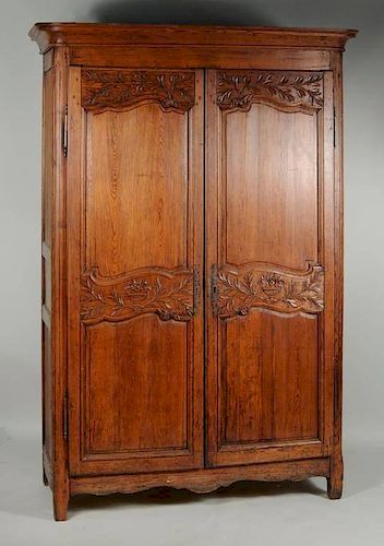 FRENCH PROVINCIAL CARVED PINE ARMOIREFrench 383d24