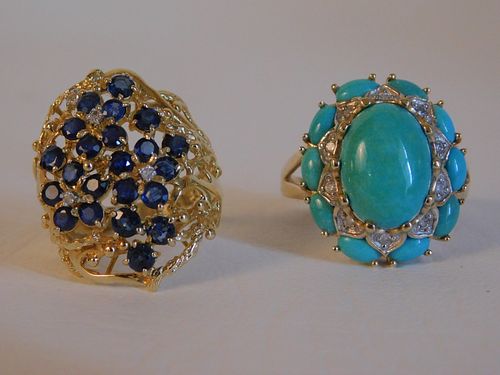 2 GOLD COCKTAIL RINGS W GEMSLot 383d57