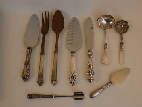 9 ASSORTED SILVER SERVING PIECES9