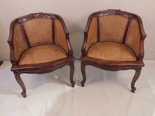 PAIR LOUIS XV CANED CHAIRSPair 383dac